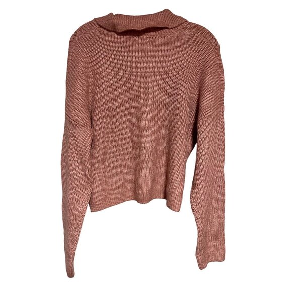 Jessica Simpson Women Cropped Cardigan Sweater Pink Ribbed Knit Button Up Size M - Picture 3 of 6